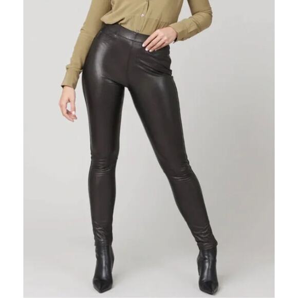 NWT Spanx Leather Like Ankle Skinny Pants in Luxe Black - Picture 1 of 6